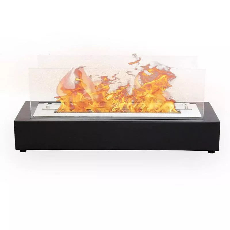 bioethanol-tischkamin-ethanol-tischfeuer-lecce-60x25x25cm-schwarz-mit-glas-mit-flammen-frontale-ansicht