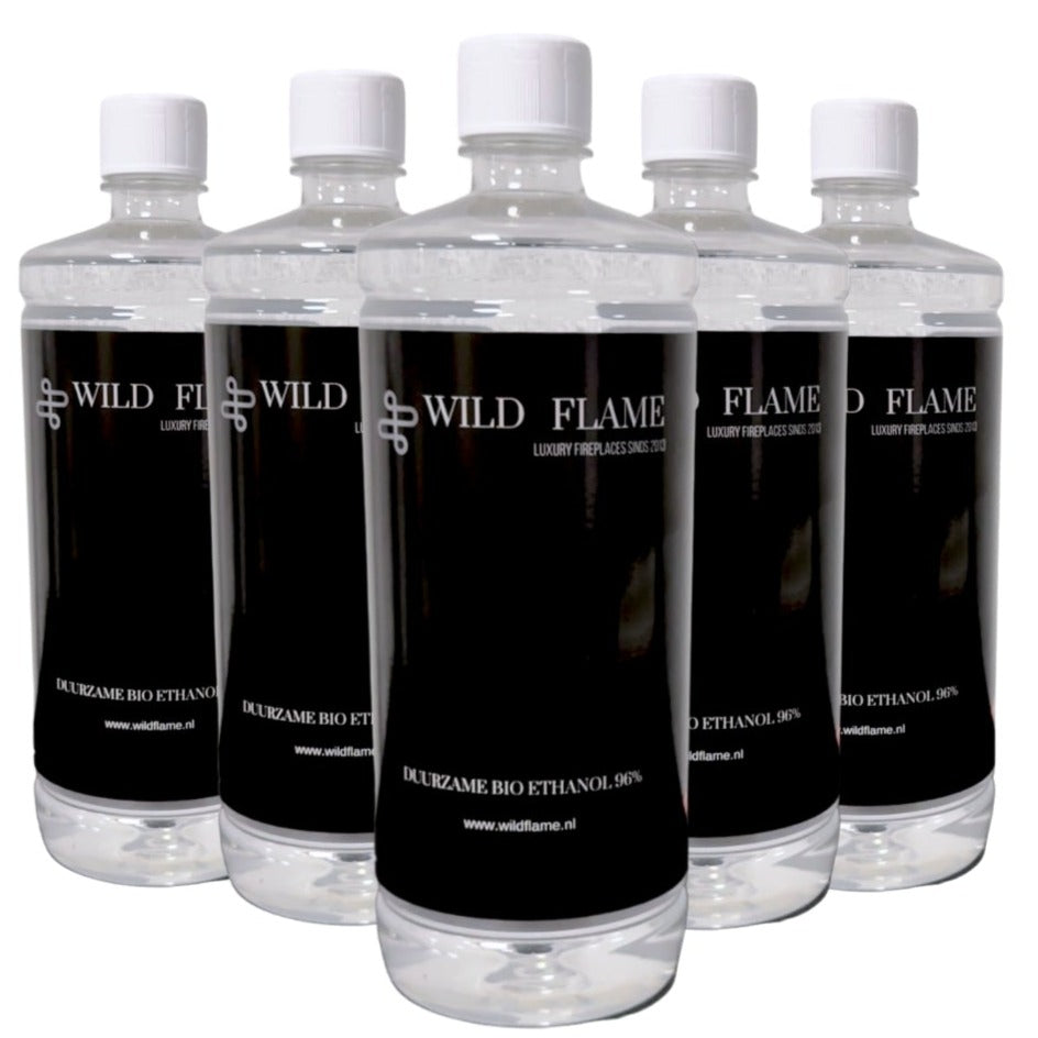 5x 1 Liter Flaschen Bioethanol Brennstoff 96% von Wild Flame