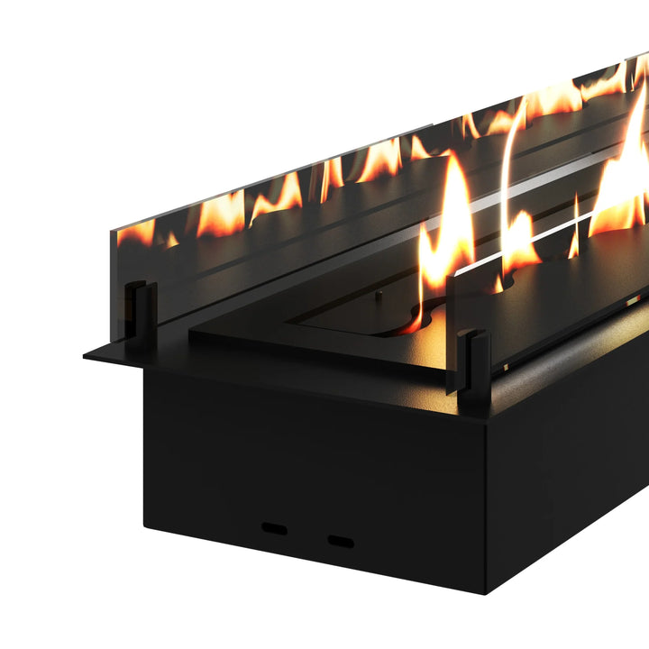 Detailaufnahme von Bioethanol Einbau Brenner Einsatz Ethanol Einbau Kassette SOLO mit Glas von Wild Flame