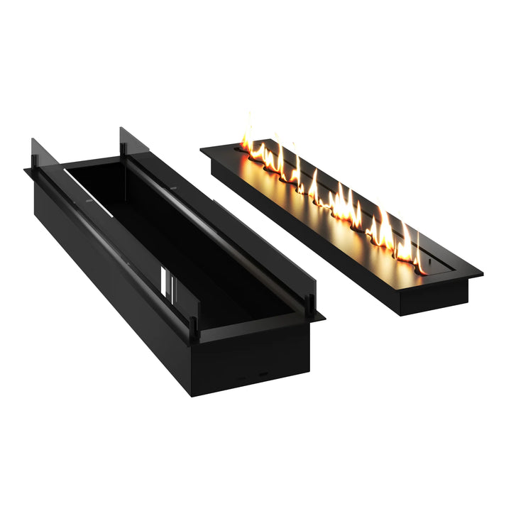 Bioethanol Einbau Brenner Ethanol Einbau Einsatz Kassette SOLO 120cm mit Glas von Wild Flame