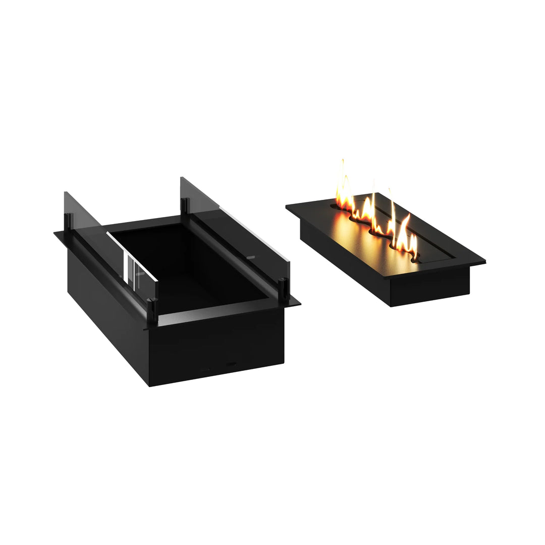 Bioethanol Einbau Brenner Ethanol Einbau Einsatz Kassette SOLO 60cm mit Glas von Wild Flame