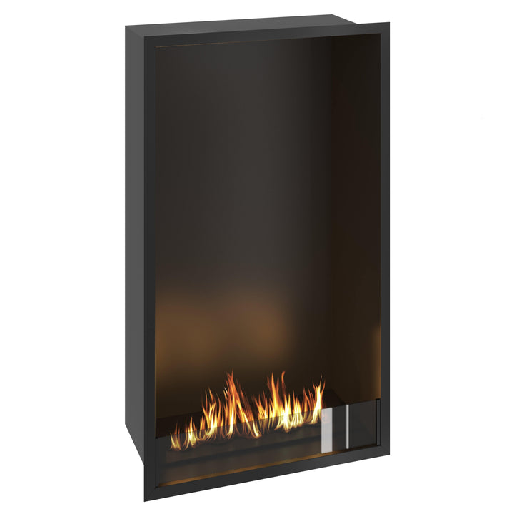 Bioethanol Einbau Kamin Einbaukamin Ofen Vertikal SELECTED XL 70x120x35cm mit Glas von Wild Flame Seitliche Ansicht