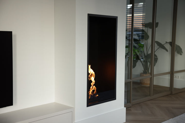 Bioethanol Einbau Kamin Ofen SELECTED VERTIKAL von "Wild Flame" - vertikaler Einbau Kamin Wohnwand Trockenbau