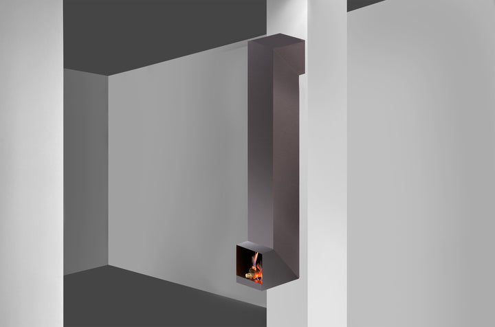 Bioethanol Hängekamin MARSILI S FORM in Schwarz als 3D Modell mit Flammen