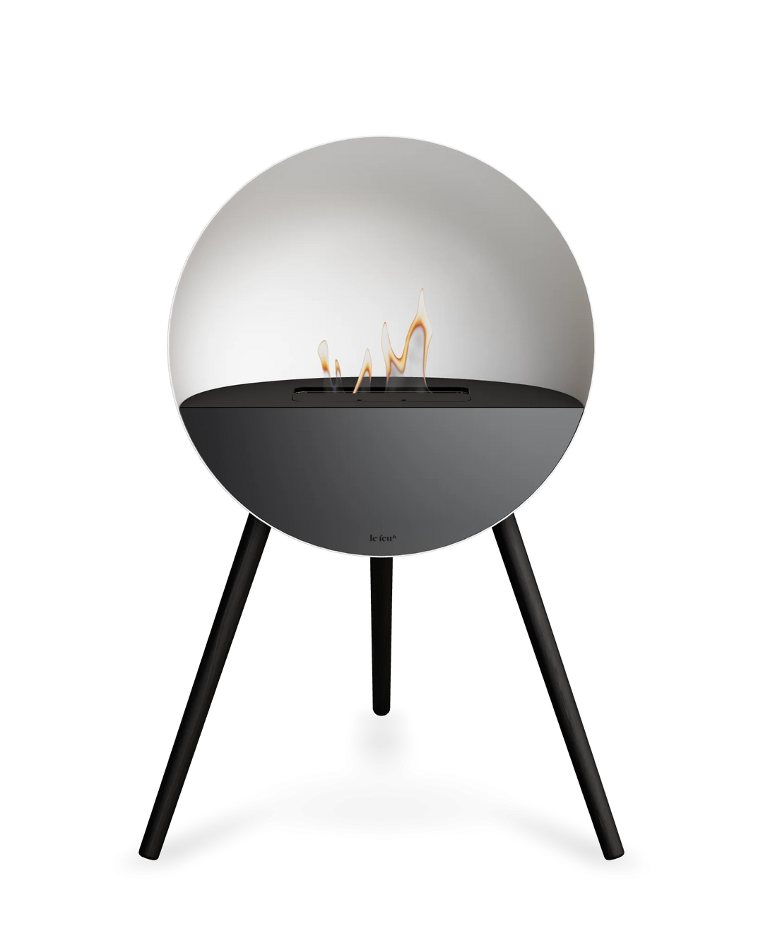 Bioethanol Standkamin Le Feu EYE freistehend in Weiß mit oberem Glas in Schwarz, Frontglas in Schwarz und Standfüßen in Schwarz