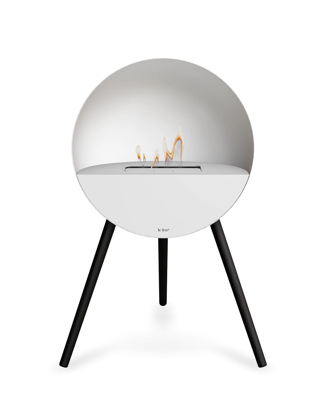 Bioethanol Standkamin Le Feu EYE freistehend in Weiß mit oberem Glas in Weiß, Frontglas in Weiß und Standfüßen in Schwarz