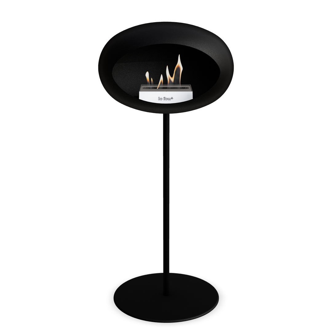 Bioethanol Standkamin Le Feu GROUND STEEL HIGH freistehend 25 mm in Schwarz mit Rohr Schwarz, Brenner Edelstahl und Bodenplatte Schwarz