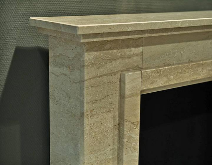Bioethanol Standkamin PORTAL Marmor Beige Nahaufnahme Maserung Marmor Sand Beige Detail
