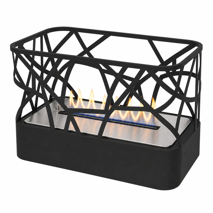 WIKAO Bioethanol Tischkamin ETNICA Tischfeuer in Schwarz im verspielten Design, Detail