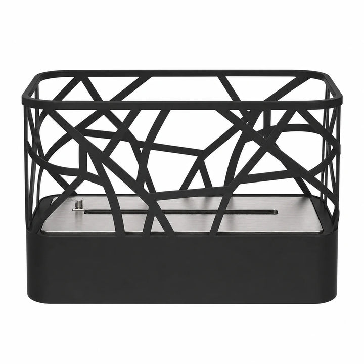 WIKAO Bioethanol Tischkamin ETNICA Tischfeuer in Schwarz im verspielten Design, frontal