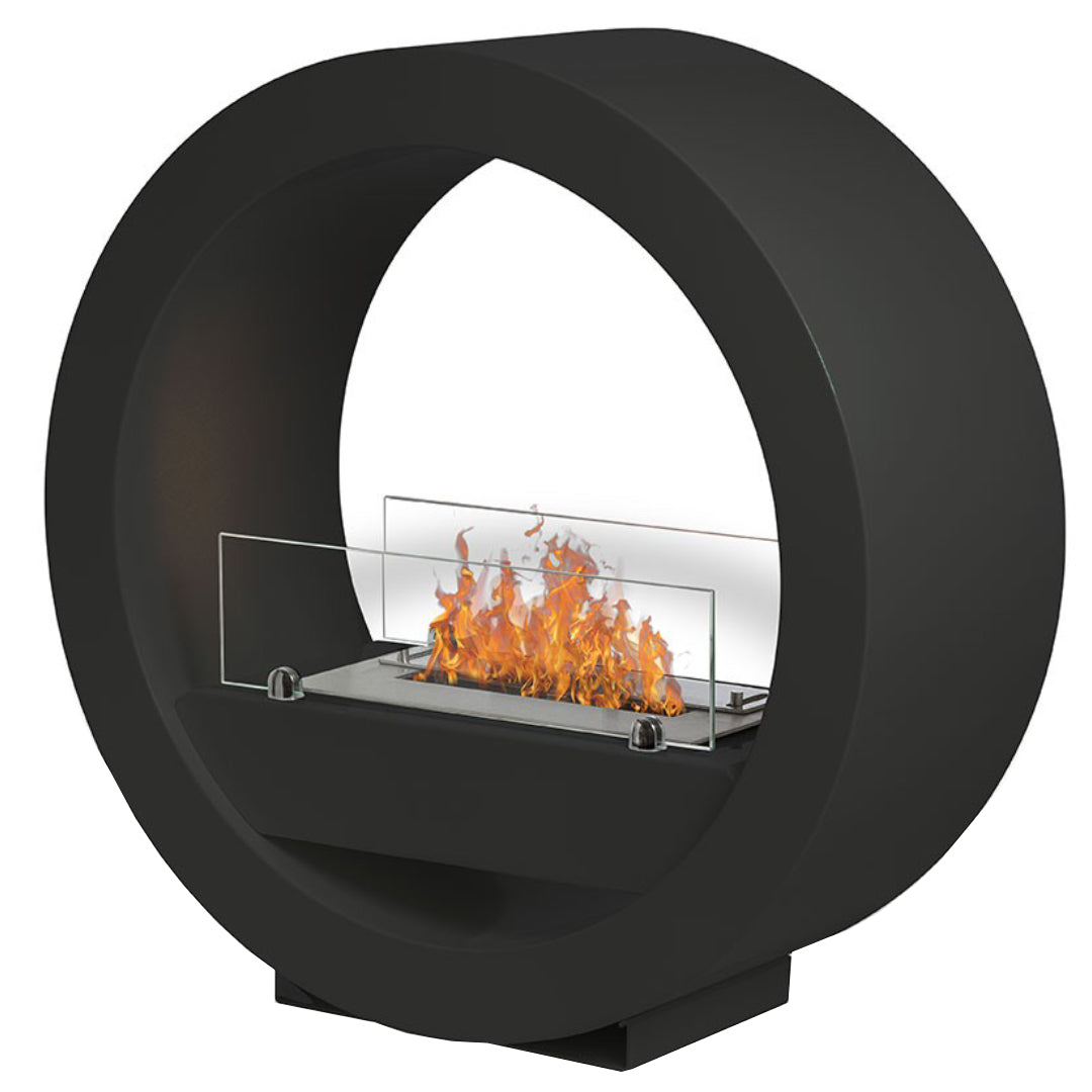 Bioethanol Tischkamin IZOA in Schwarz mit Glas