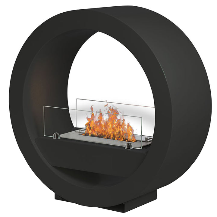 Bioethanol Tischkamin IZOA in Schwarz mit Glas