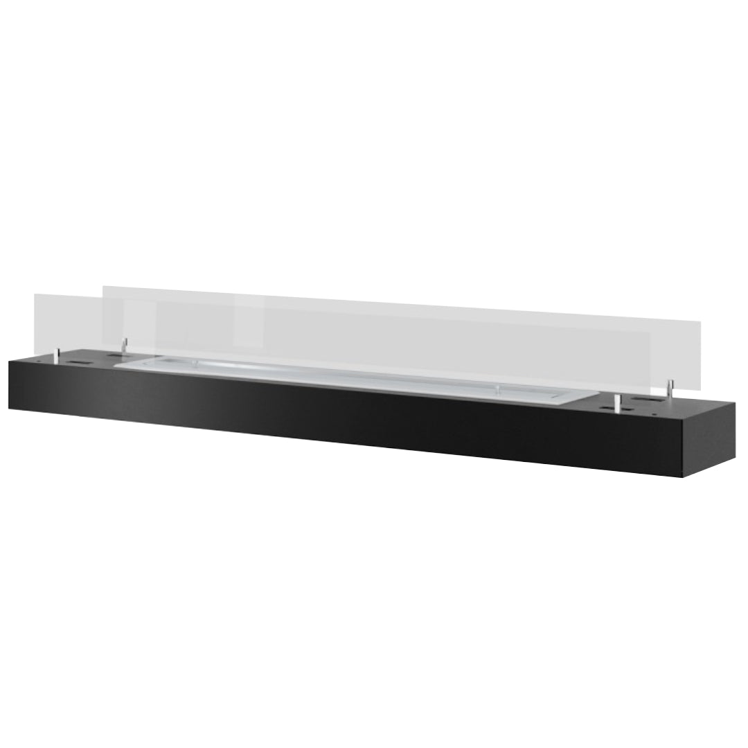 Bioethanol Tischkamin Kamineinsatz FIREBOX 1200 mit Glas in Schwarz mit Glas