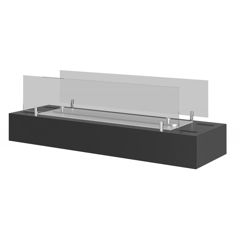 Bioethanol Tischkamin Kamineinsatz FIREBOX 600 mit Glas in Schwarz mit Glas