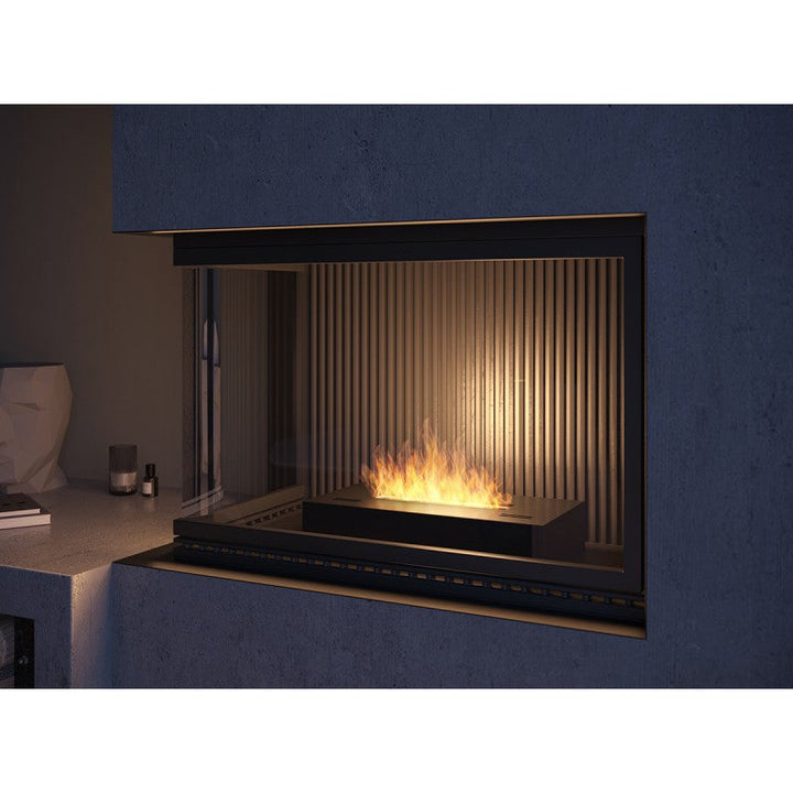 Bioethanol Tischkamin Kamineinsatz SIMPLEBOX 500 in Schwarz mit Flammen im Wandkamin