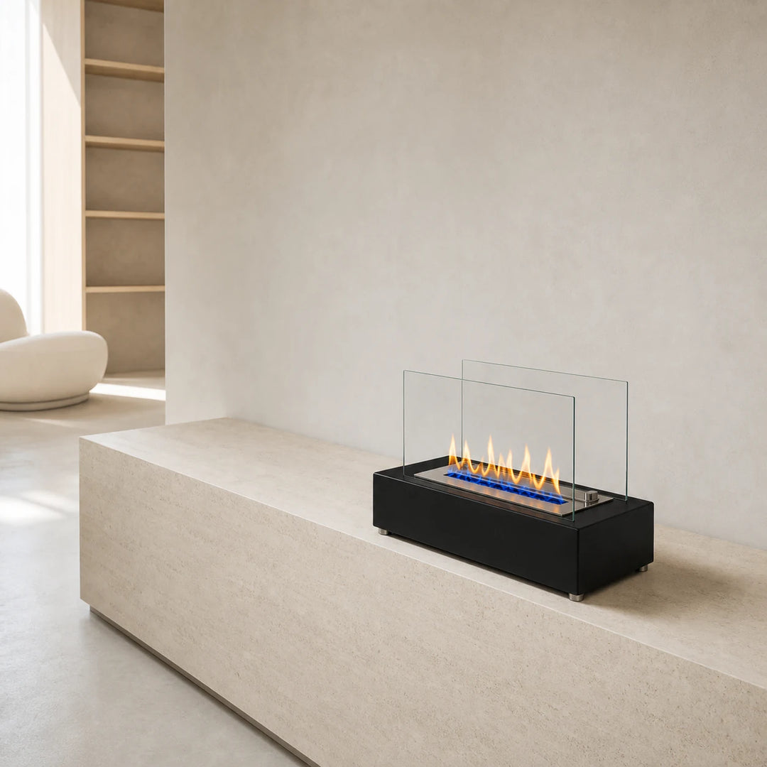 Bioethanol Tischkamin KOBE, auf einem Sideboard