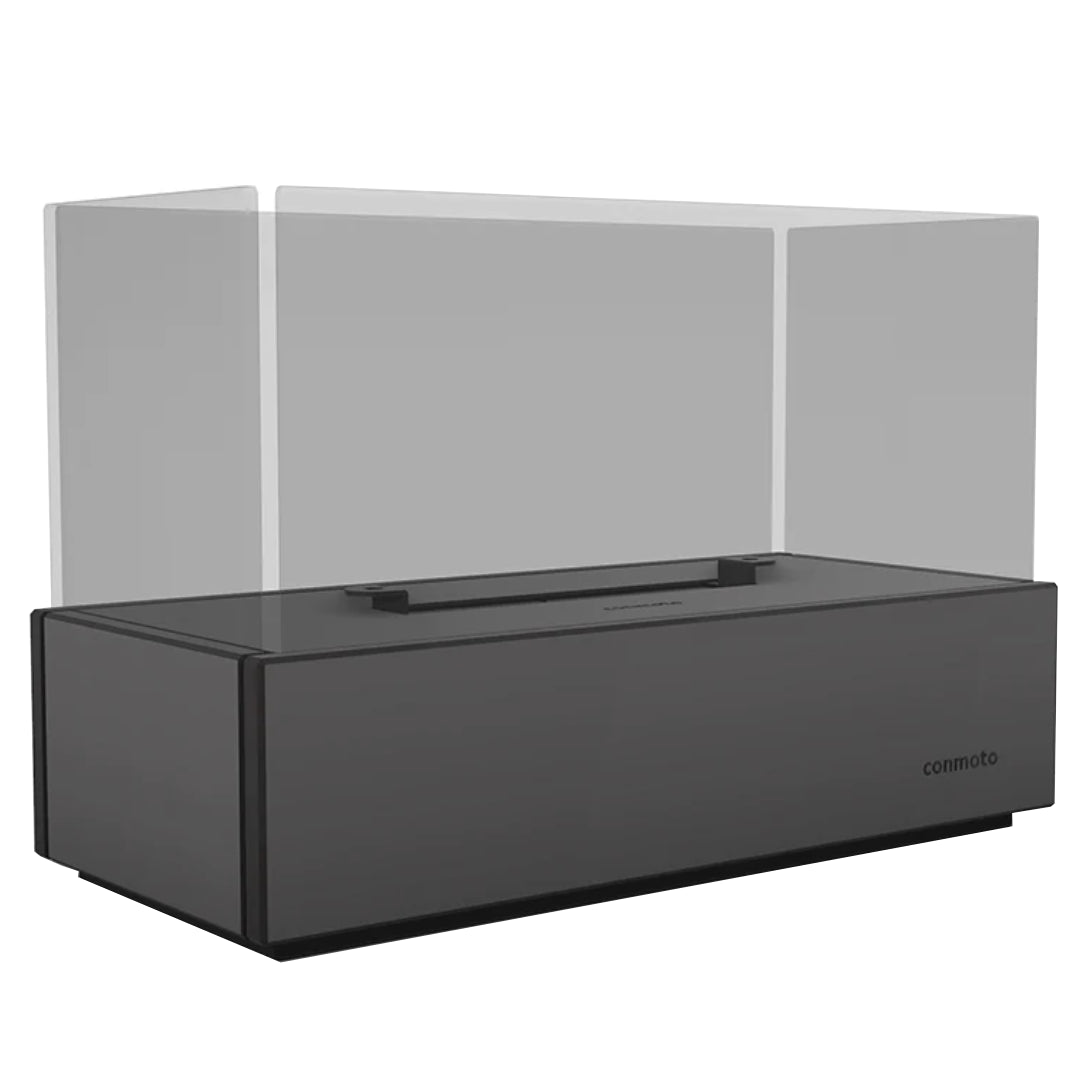 Bioethanol Tischkamin LUX TABLE in Schwarz mit Glas, Perspektivansicht