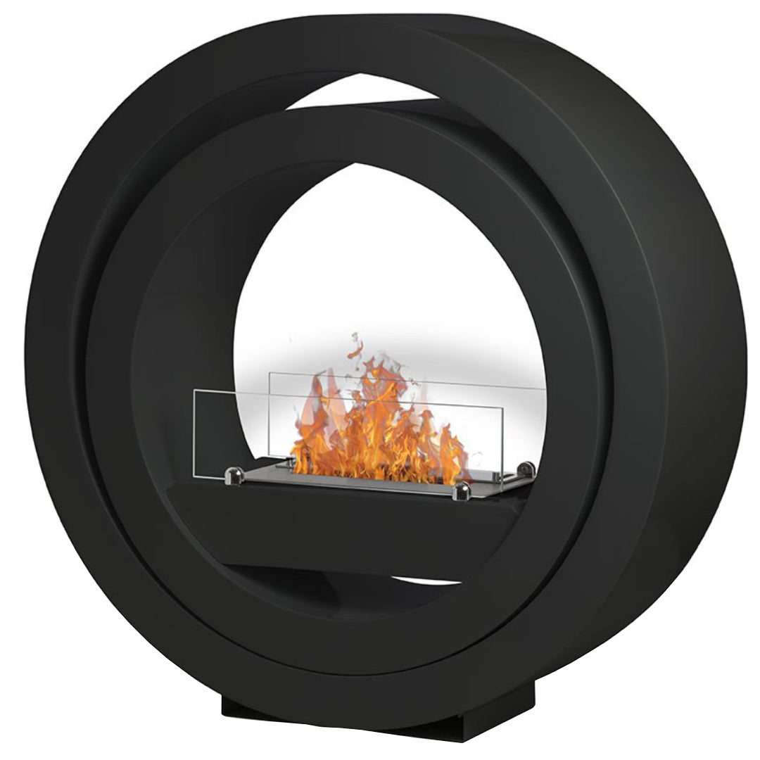 Bioethanol Tischkamin Standkamin INA in Schwarz mit Glas