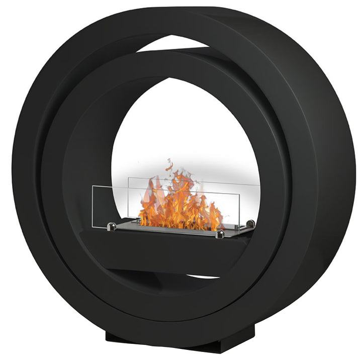 Bioethanol Tischkamin Standkamin INA in Schwarz mit Glas