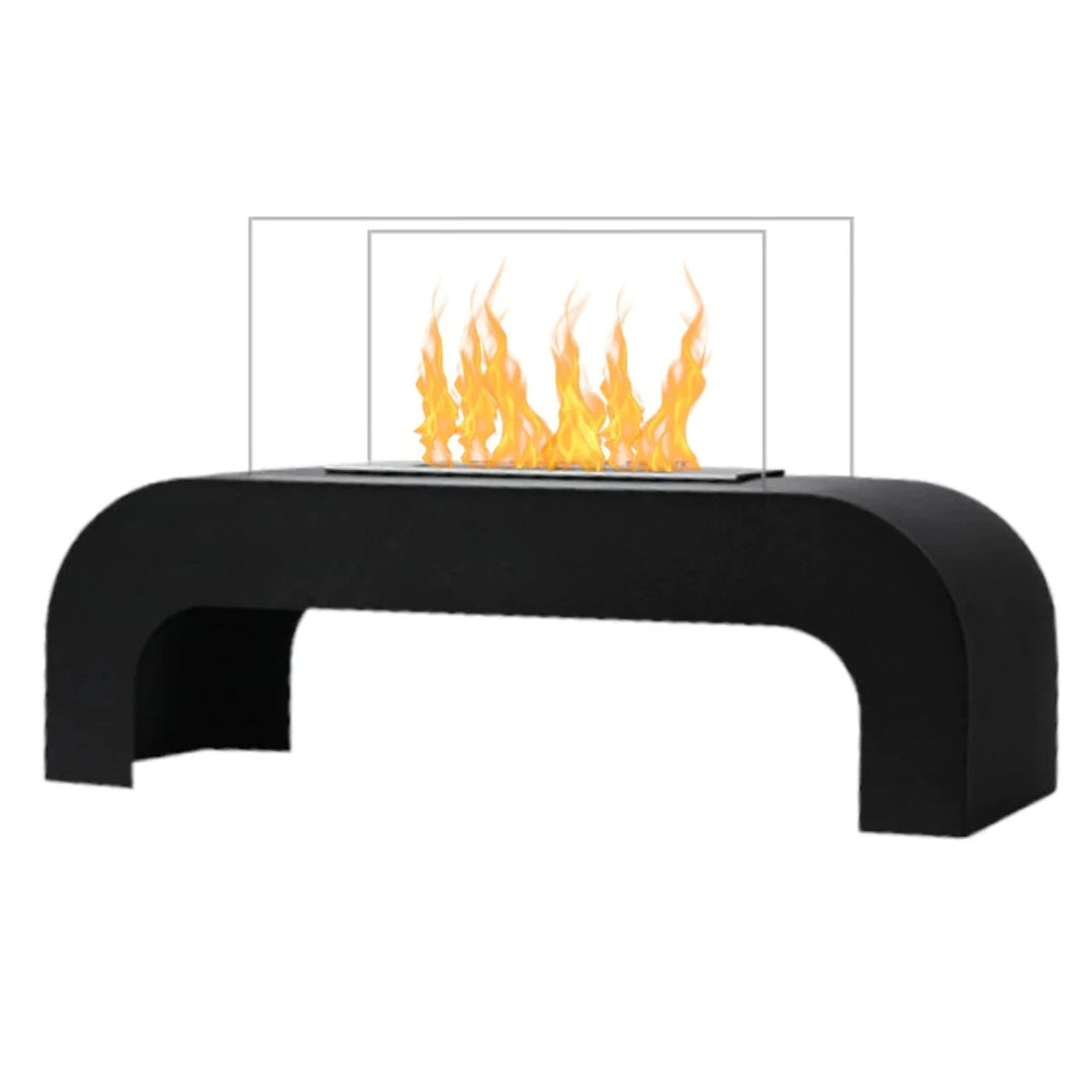 Bioethanol Tischkamin Standkamin LOUNGE in Schwarz mit Glas