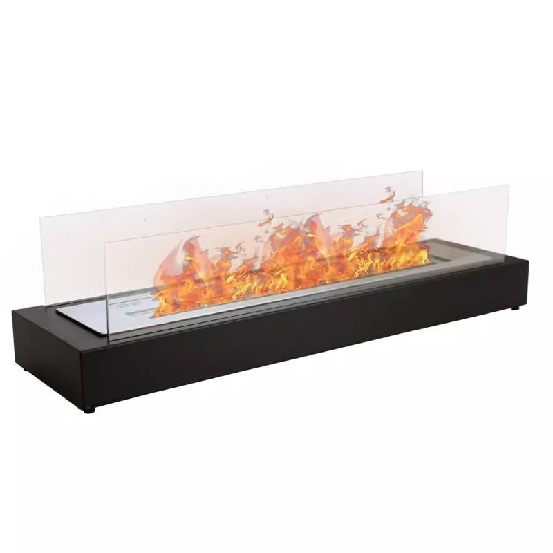 Bioethanol Tischkamin Tischofen Tischfeuer AREZZO 90cm in schwarz mit Glas