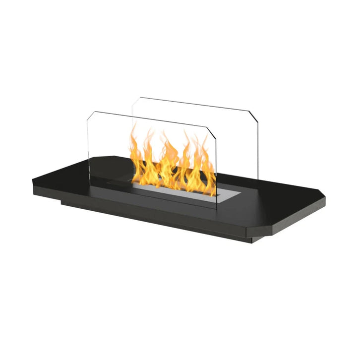 Bioethanol Tischkamin Tischofen Tischfeuer LUCENA in schwarz mit Glas 85cm lang