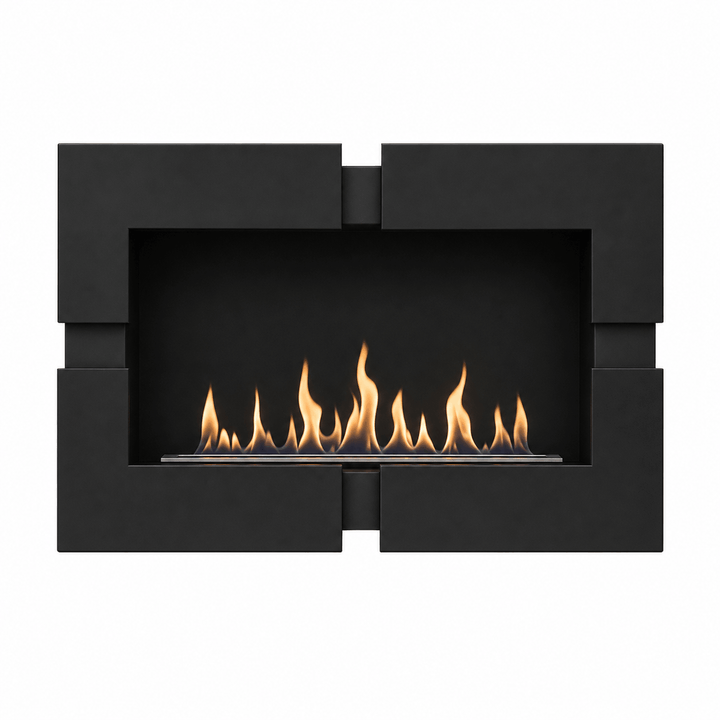 WIKAO Bioethanol Wandkamin BERGAMO in Schwarz, frontal