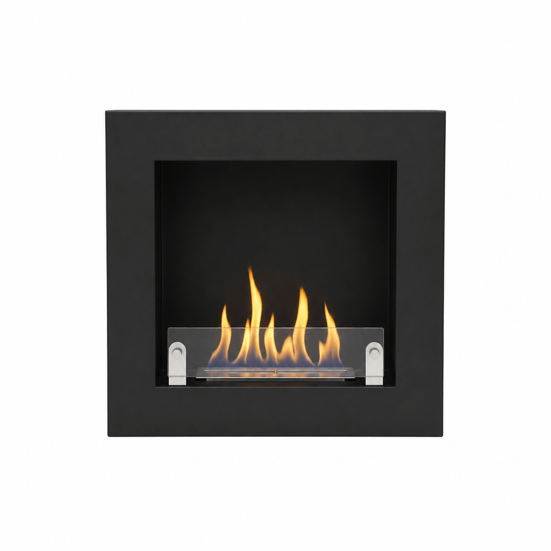 Bioethanol Wandkamin BRESCIA in Schwarz mit Glas WIKAO Wand Ethanolkamin 70cm Frontal