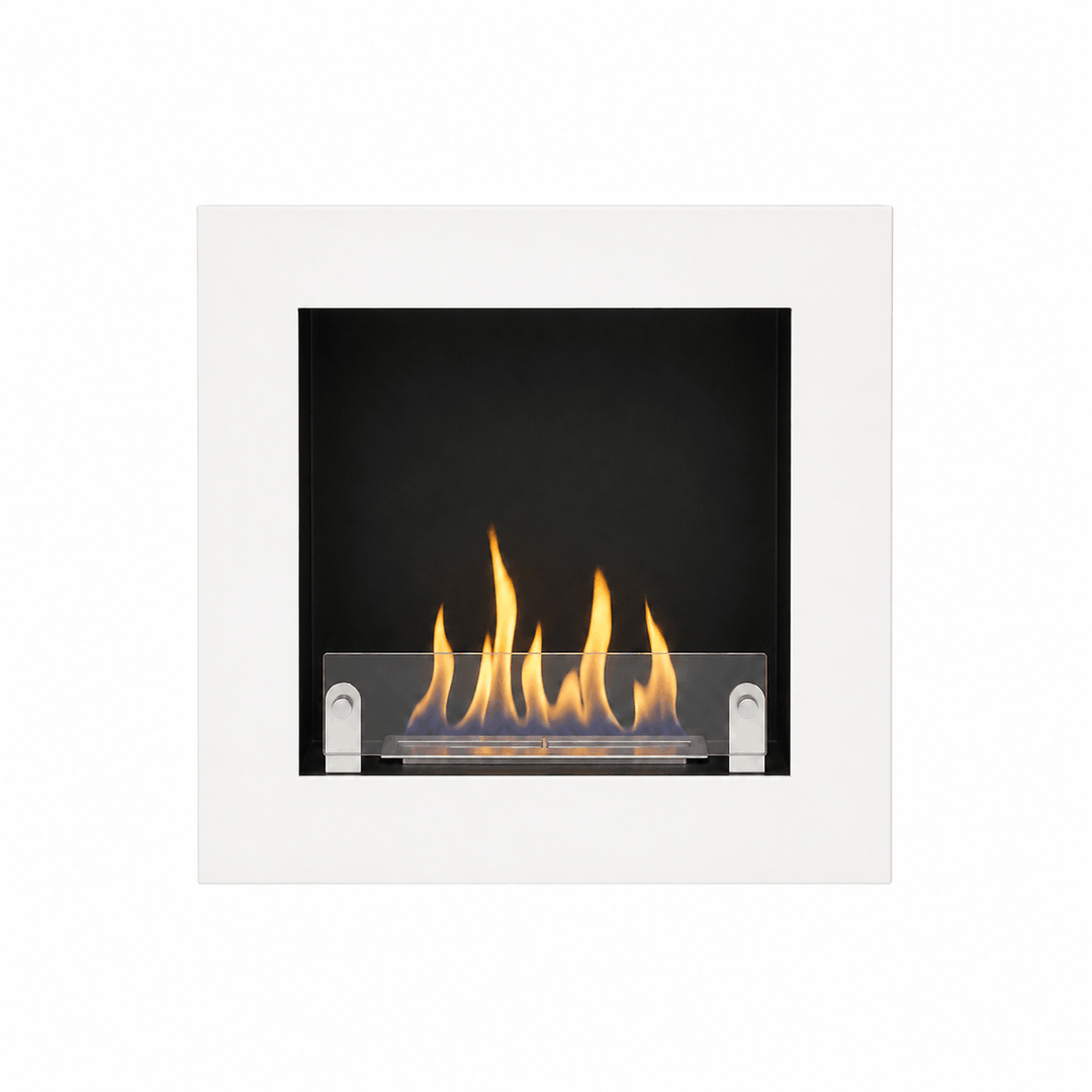 Bioethanol Wandkamin BRESCIA in Weiss mit Glas WIKAO Wand Ethanolkamin 70cm Frontal