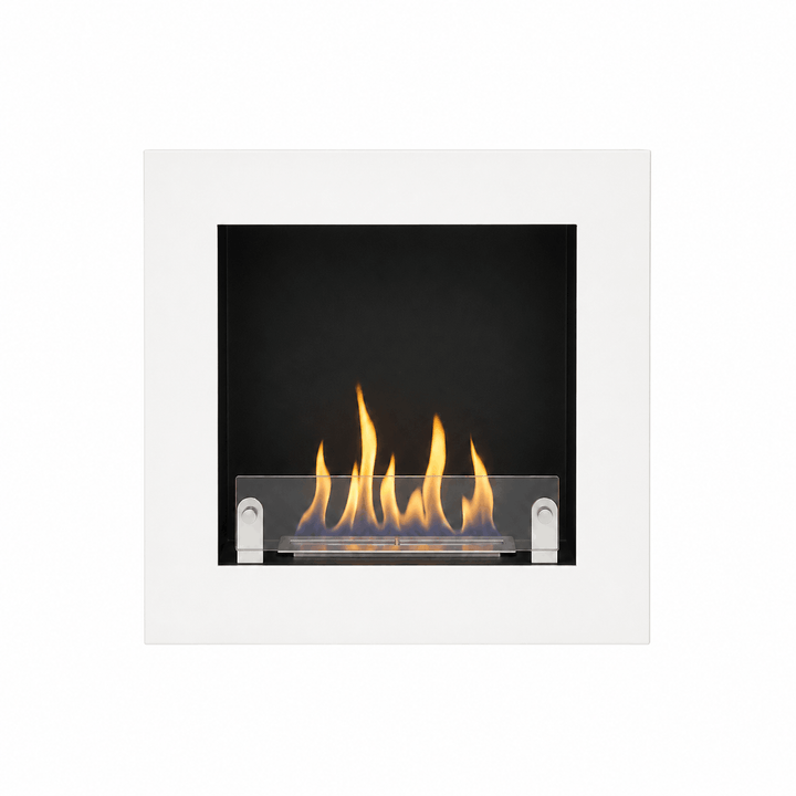 Bioethanol Wandkamin BRESCIA in Weiss mit Glas WIKAO Wand Ethanolkamin 70cm Frontal
