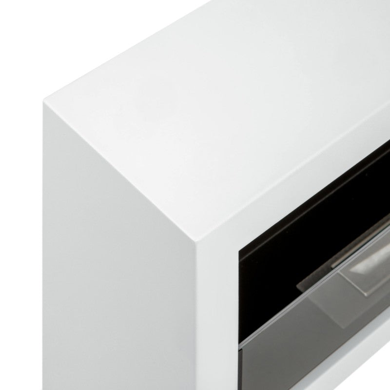 GMT Bioethanol Wandkamin DELUXE XL in Weiß mit Glas, Detail