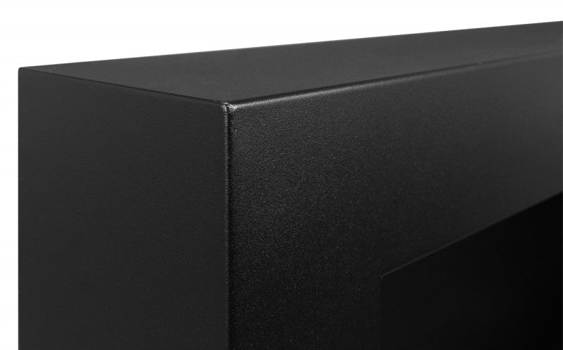 GMT Bioethanol Wandkamin FILO in Schwarz mit Glas, Detail der matten Stahloberfläche
