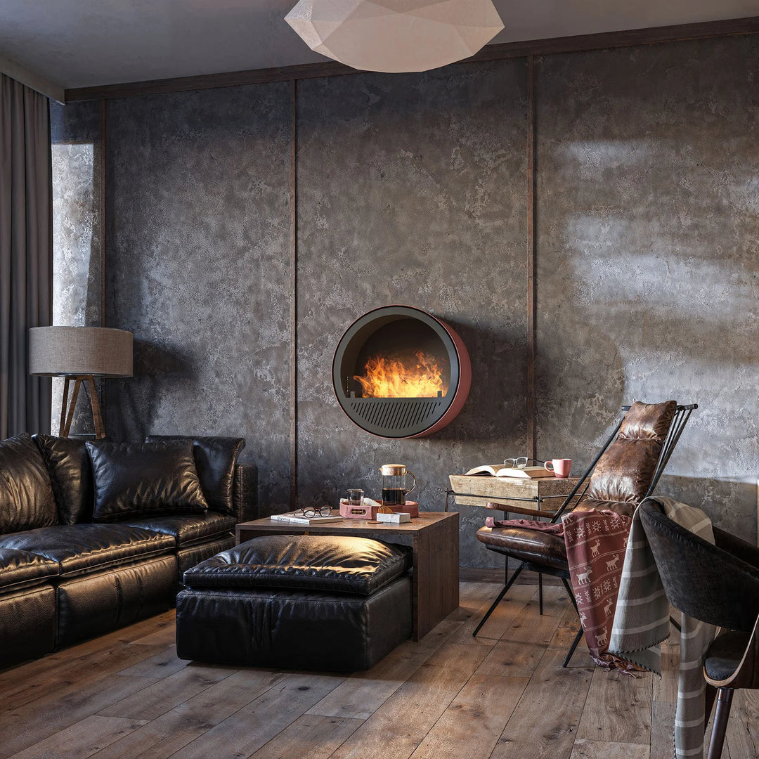 Bioethanol Wandkamin INCYRCLE SLIM InFire SlimFire Schwarz Lachs Rund Wohnzimmer Cozy