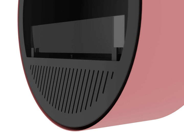 Bioethanol Wandkamin INCYRCLE SLIM InFire SlimFire Schwarz Lachs Rund Wohnzimmer Nahaufnahme runde Kaminbasis