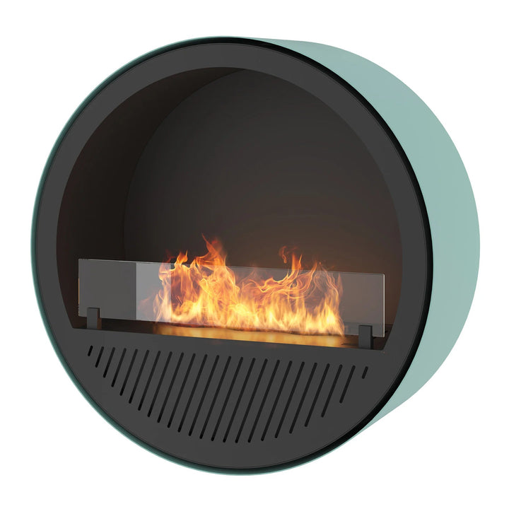 Bioethanol Wandkamin INCYRCLE SLIM InFire SlimFire Schwarz Minze Rund mit Glas Bio Ethanol Kamin Wandmontage