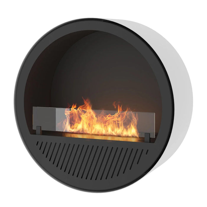Bioethanol Wandkamin INCYRCLE SLIM InFire SlimFire Schwarz Weiss Rund mit Glas Bio Ethanol Kamin Wandmontage