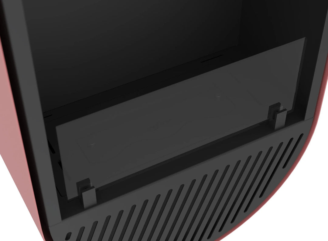Bioethanol Wandkamin INCYRCLE SLIM Vertikal Schwarz Lachs InFire SlimFire Bio Ethanol Wand Kamin Ofen Wandmontage Biokamin mit Glas Nahaufnahme