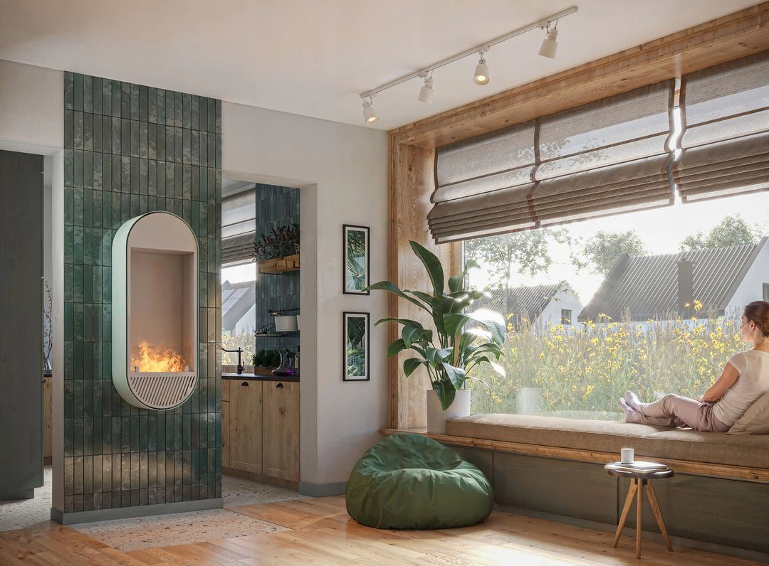 Bioethanol Wandkamin INCYRCLE SLIM Vertikal Weiss InFire SlimFire Bio Ethanol Wand Kamin Ofen Wandmontage Biokamin mit Glas Wohnzimmer Modern