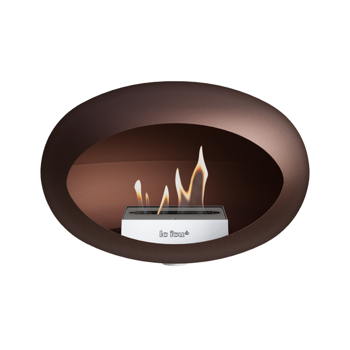 Bioethanol Wandkamin Le Feu DOME WALL Mokka - Wandhalterung Weiß - Brenner Edelstahl