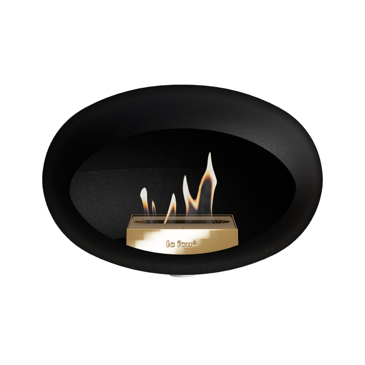 Bioethanol Wandkamin Le Feu DOME WALL Schwarz - Wandhalterung Weiß - Brenner Roségold