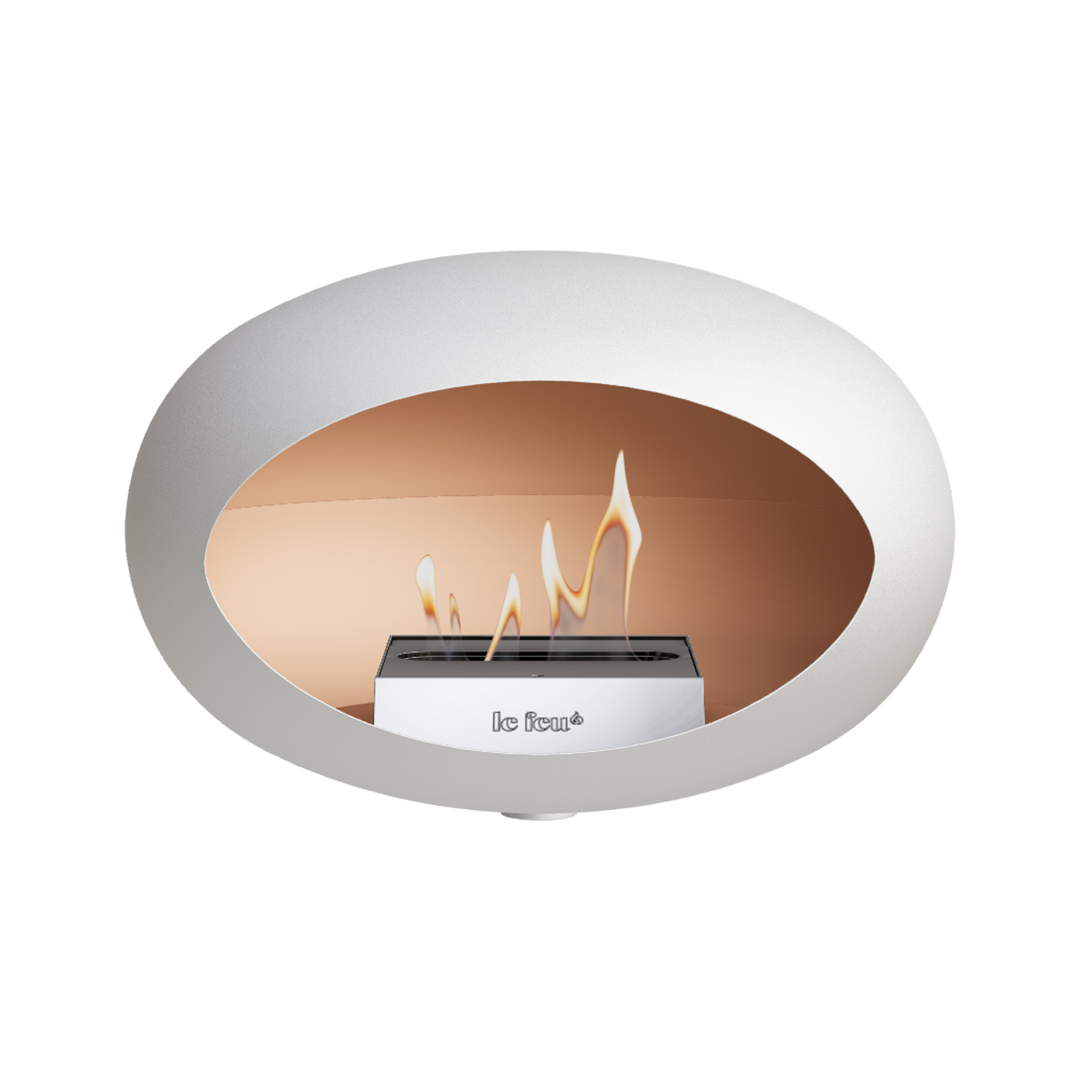 Bioethanol Wandkamin Le Feu DOME WALL Weiß - Wandhalterung Weiß - Brenner Edelstahl