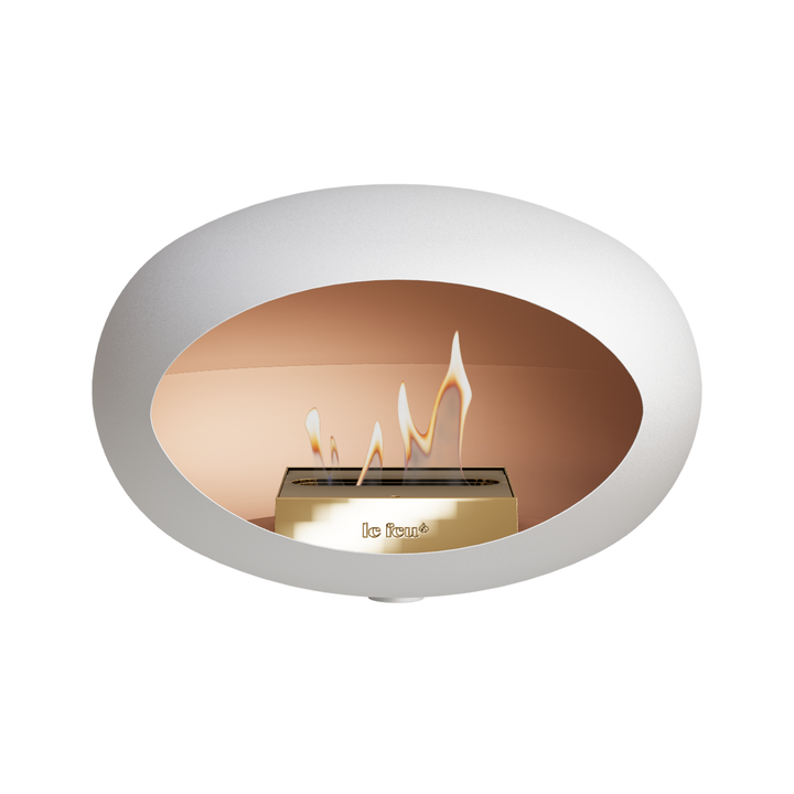 Bioethanol Wandkamin Le Feu DOME WALL Weiß - Wandhalterung Weiß - Brenner Roségold