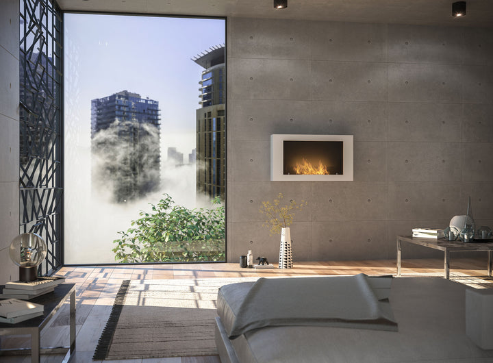Bioethanol Wandkamin-murall-1000-infire-weiss-wandmontage-luxus-penthouse-wohnzimmer-tisch