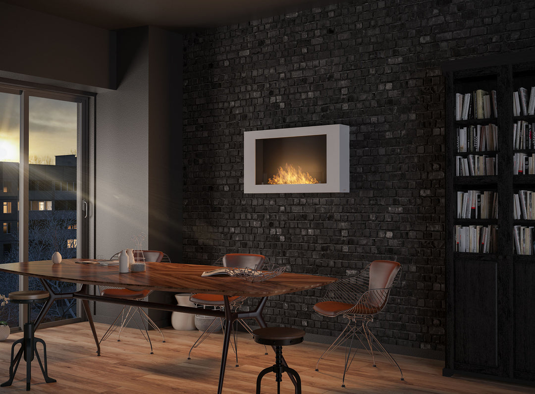 Bioethanol Wandkamin-murall-1000-infire-weiss-wandmontage-steinwand-tisch-buecherregal