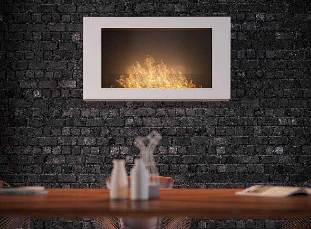 Bioethanol Wandkamin-murall-1000-infire-weiss-wandmontage-steinwand-tisch-frontal