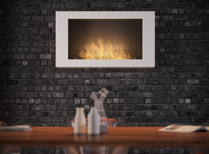 Bioethanol Wandkamin-murall-1000-infire-weiss-wandmontage-steinwand-tisch-frontal