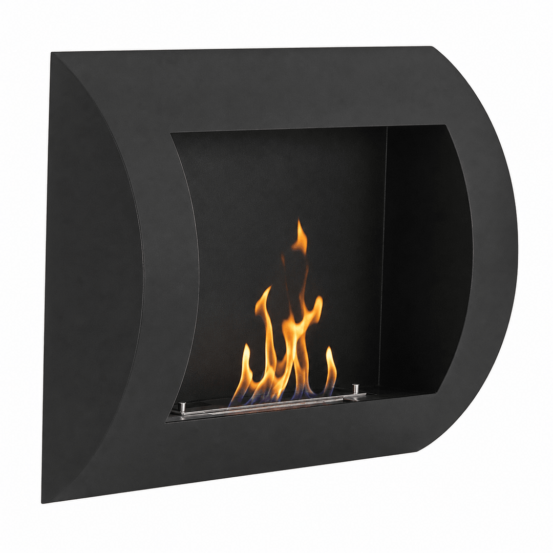 WIKAO Bioethanol Wandkamin SOLO in Schwarz, seitlich