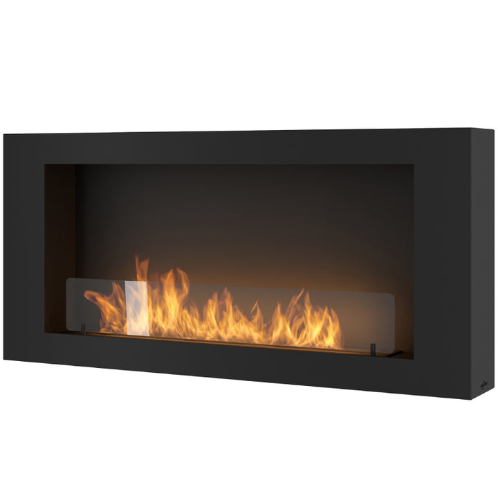 Bioethanol Wandkamin-wandmontage-murall-1200-infire-schwarz-mit-glas-ethanolkamin-mit-flammen