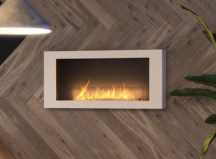 Bioethanol Wandkamin-wandmontage-murall-1200-infire-weiss-holzwand-nahaufnahme