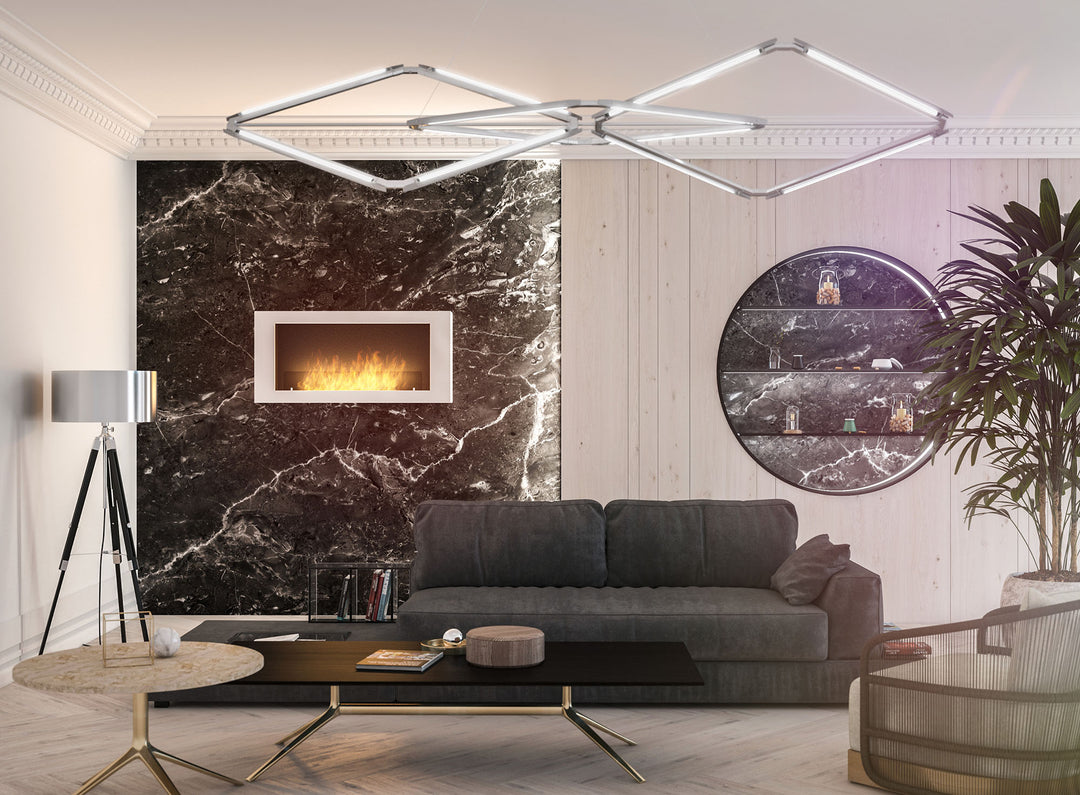 Bioethanol Wandkamin-wandmontage-murall-1200-infire-weiss-luxus-wohnzimmer-modern-marmor